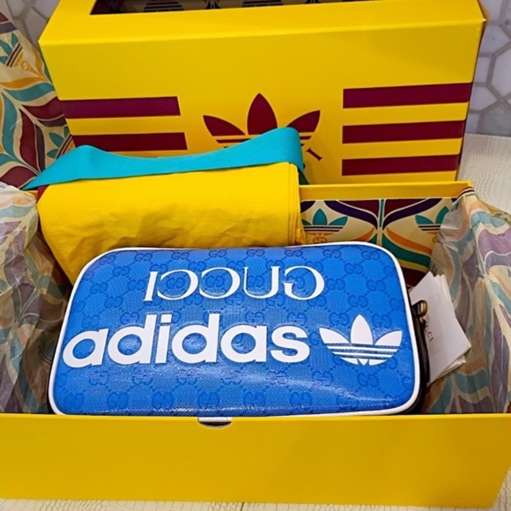 💋 Adidas x Gucci COLLAB Blue Crystal Canvas Shoulder Bag